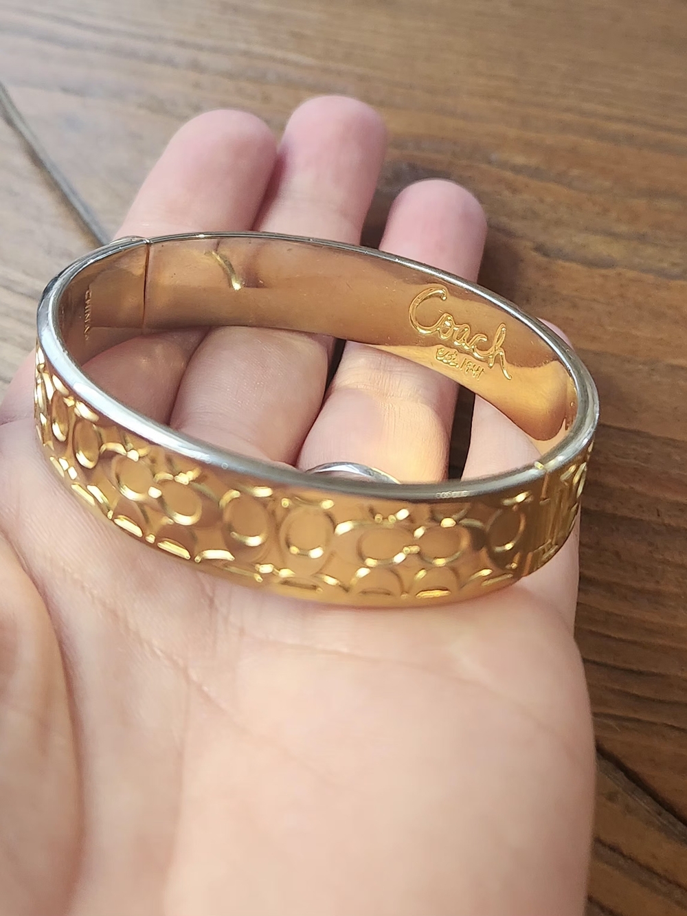 Coach Gold-Tone Signature C Link Bangle Bracelet - Picture 6 of 6